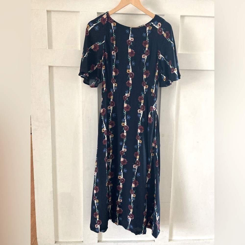 Emilyandfin modest maxi dress floral flutter sleeves Small pockets